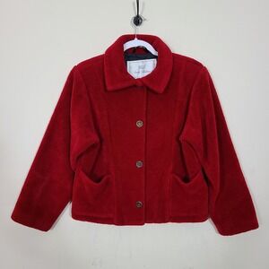 NILS Resort Collection Red S‎ Fleece Teddy Jacket Winter Holiday Vintage Cozy